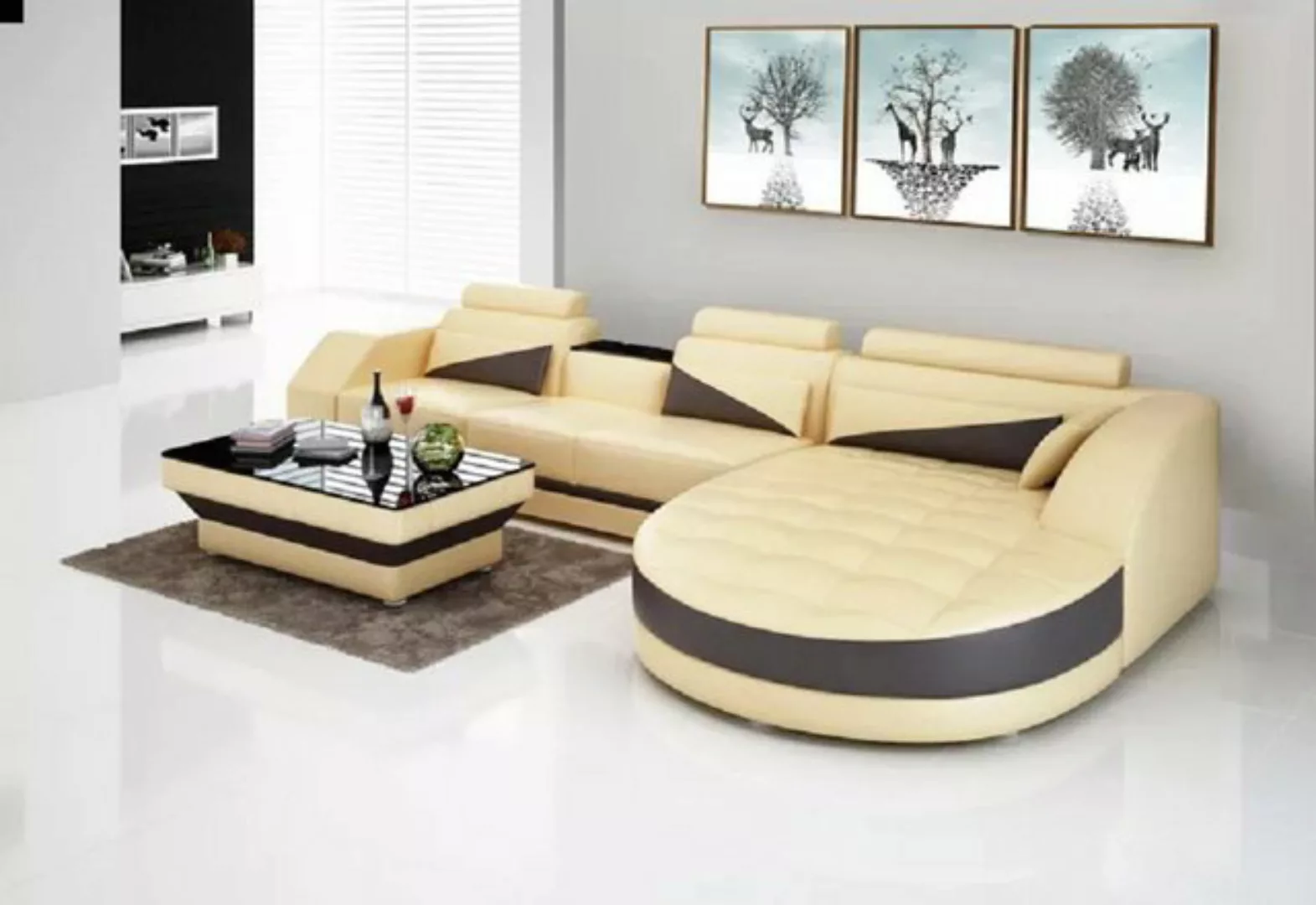 JVmoebel Ecksofa Designer Ecksofa Wohnlandschaft Ledersofa Sofa Couch Polst günstig online kaufen