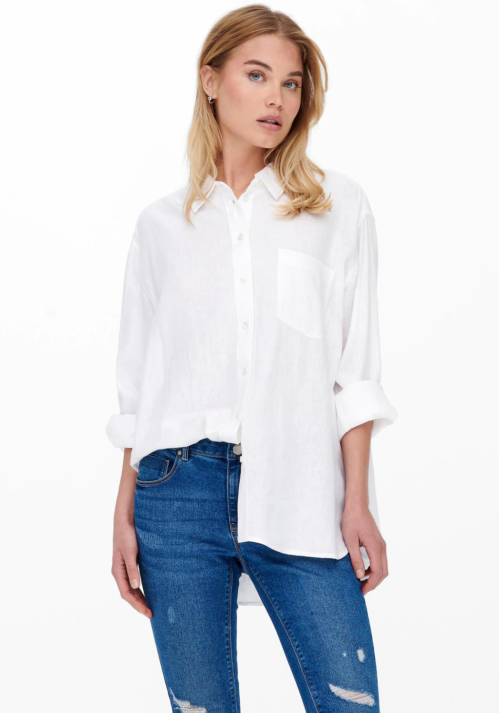 ONLY Longbluse ONLTOKYO L/S LINEN BLEND SHIRT mit Leinen günstig online kaufen