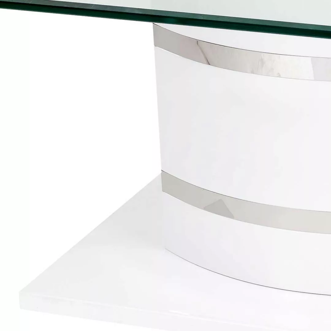 Couchtisch Hochglanz weiß mit Glasplatte 100 cm breit - 42 cm hoch günstig online kaufen