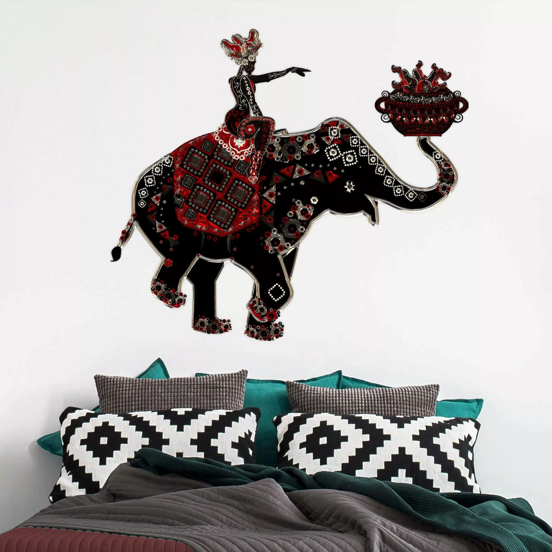 Wall-Art Wandtattoo "Metallic asiatischer Indischer Elefant" günstig online kaufen