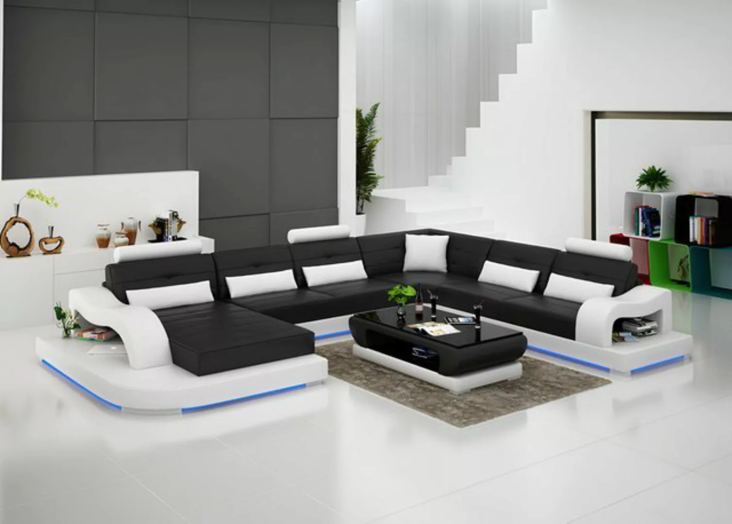 Xlmoebel Sofa Modernes Ledersofa mit USB-Anschluss für Wohnlandschaft in Ec günstig online kaufen