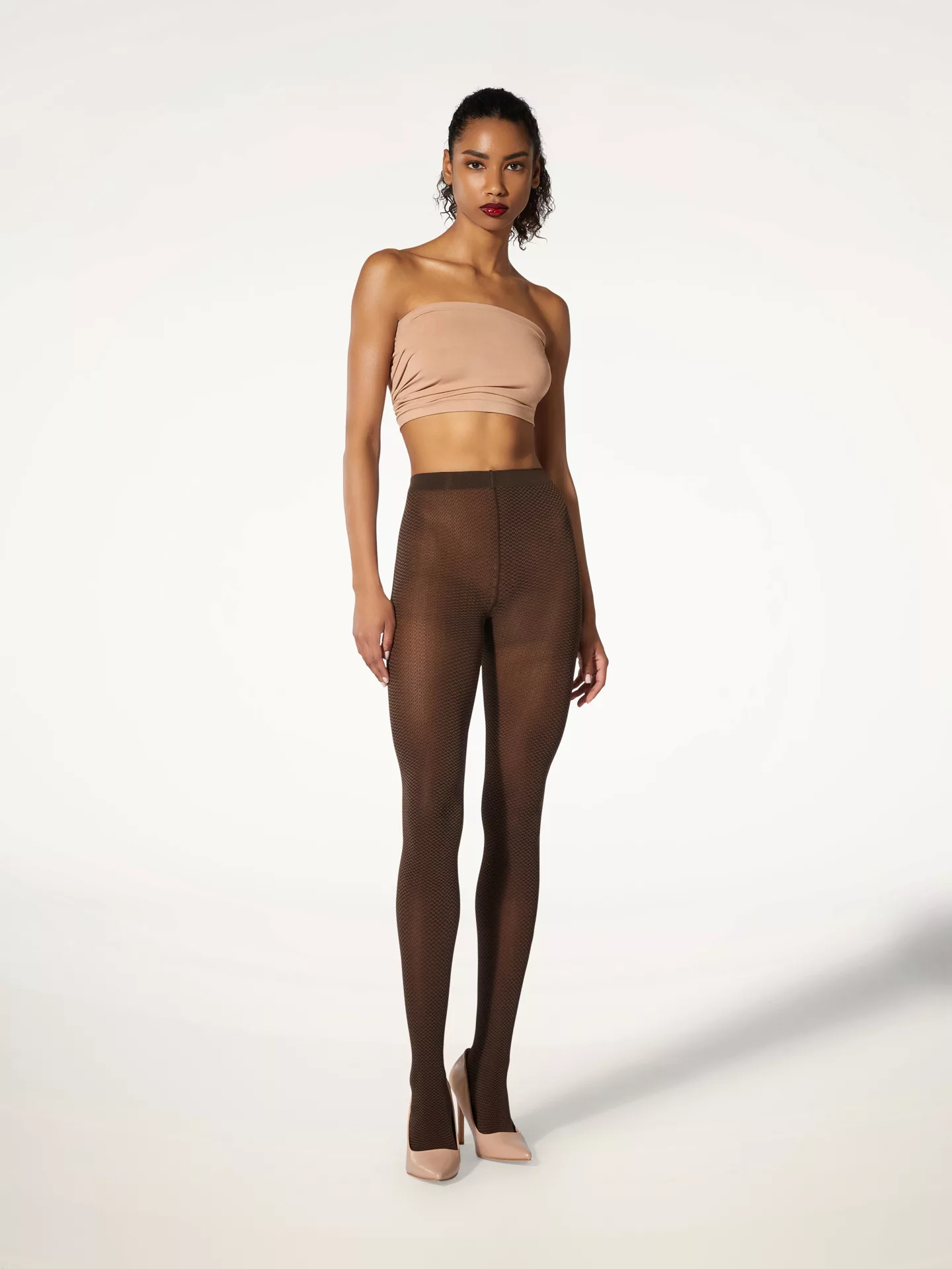 Wolford - Jacquard Tights, Frau, umber/black, Größe: S günstig online kaufen