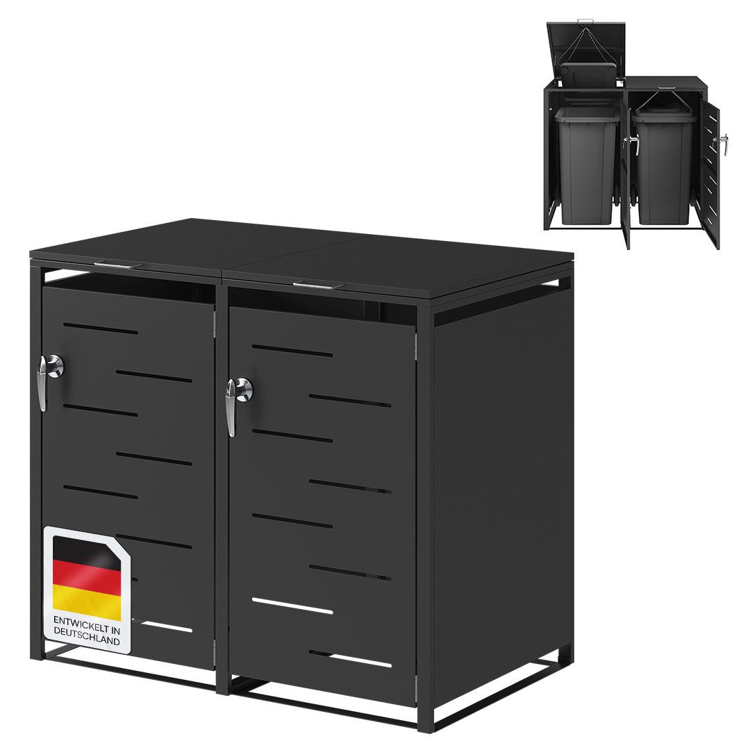 STEELSØN Mülltonnenbox Diorus 120L, abschließbar (Graphitschwarz, günstig online kaufen