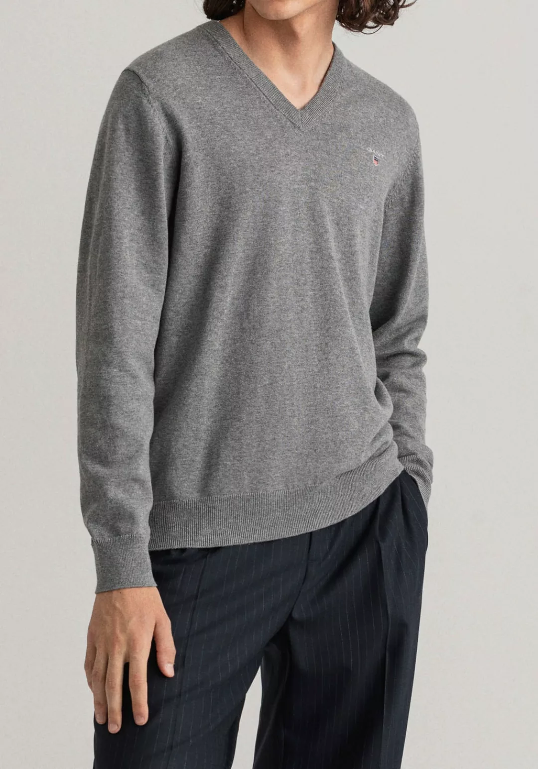Gant V-Ausschnitt-Pullover "Classic Cotton V-Neck", Premium Strickpullver a günstig online kaufen