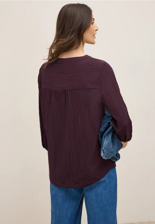 Strukturbluse in Unifarbe günstig online kaufen