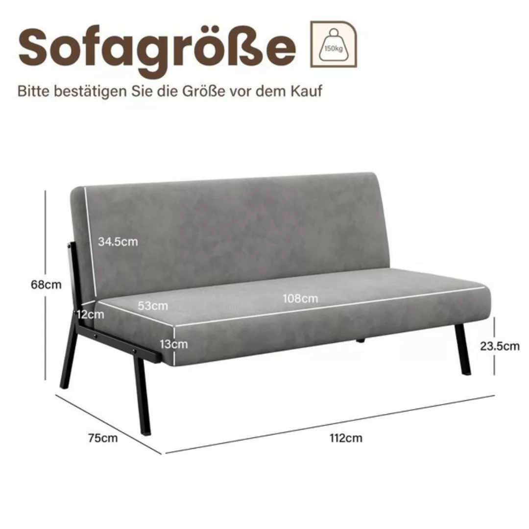 Dripex Sofa Sofa 2 Sitzer Stoffsofa Modern mit Metallrahmen 112 x 75 x 68 c günstig online kaufen