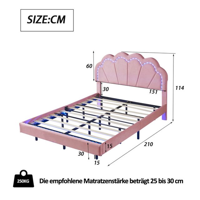 Furnishings Home Polsterbett Prinzessinbett Wolkenbett mit LED-Leuchten günstig online kaufen