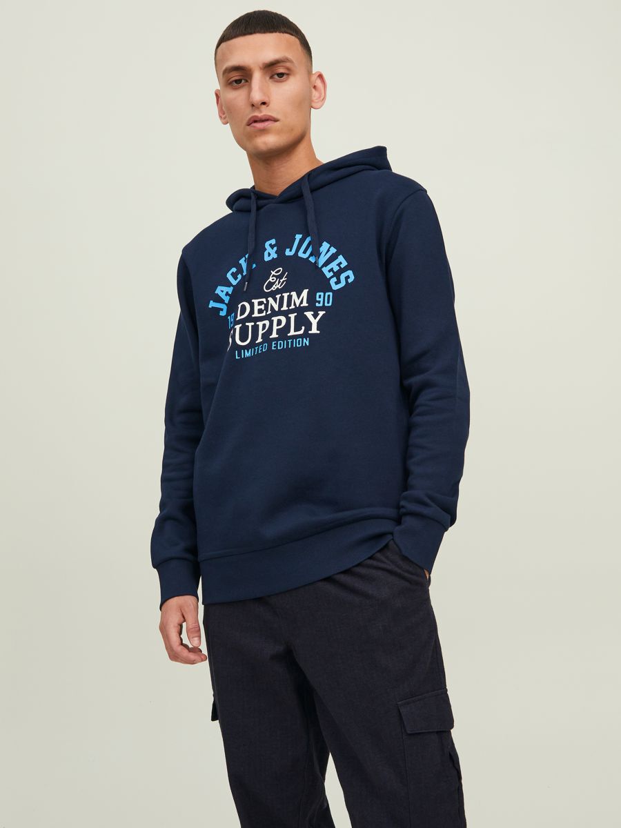 Jack & Jones Hoodie Logo Kapuzensweatshirt Navy günstig online kaufen