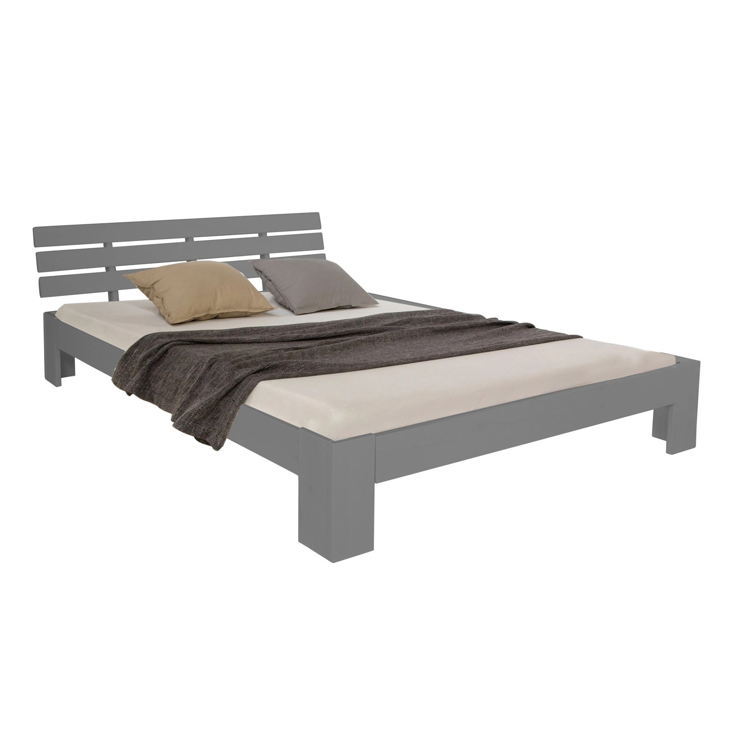 Homestyle4u Holzbett 180x200 mit Lattenrost in Grau 2039 günstig online kaufen