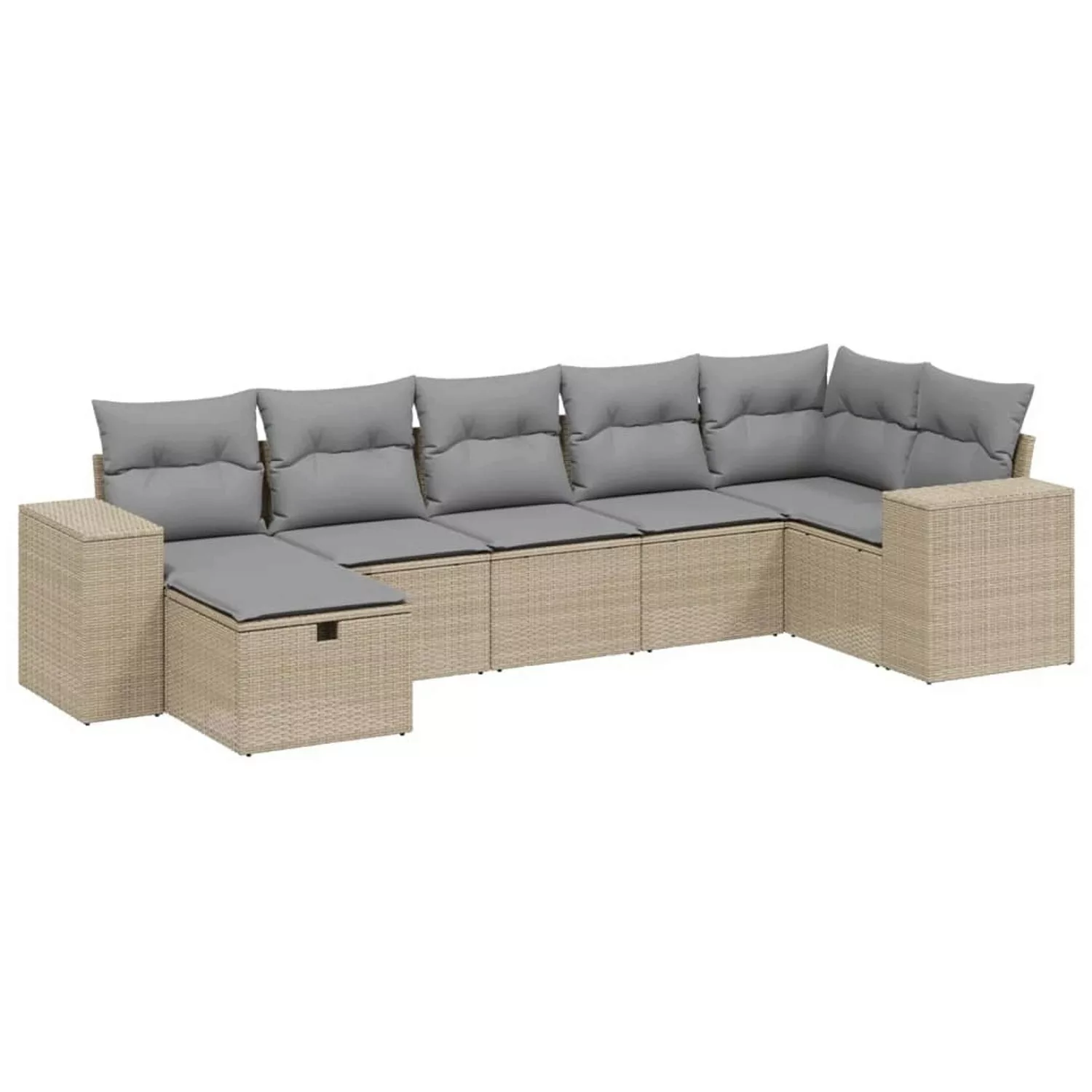 vidaXL 7-tlg Garten-Sofagarnitur mit Kissen Beige Poly Rattan Modell 247 günstig online kaufen