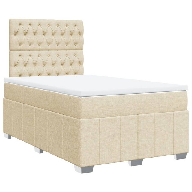 vidaXL Bett Boxspringbett mit Matratze Creme 120x200 cm Stoff günstig online kaufen