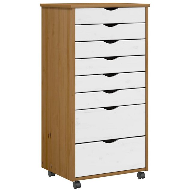 vidaXL Schrankmodule Rollschrank mit Schubladen MOSS Honigbraun Massivholz günstig online kaufen