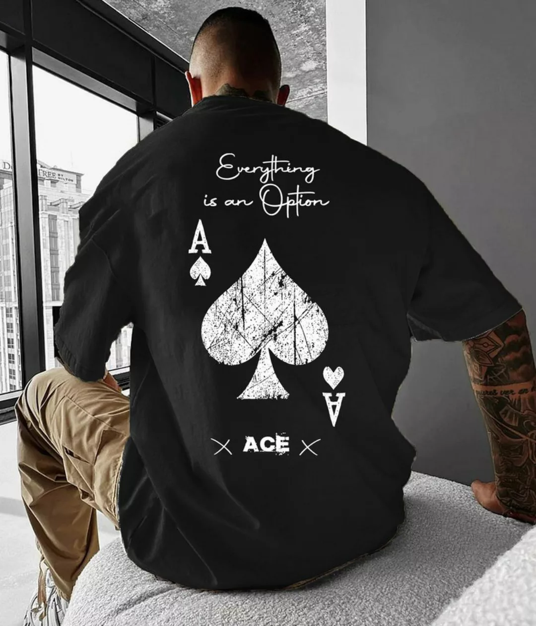 RMK T-Shirt Herren T-Shirt Rundhals Basic Freizeit Poker Ass Ace aus Baumwo günstig online kaufen