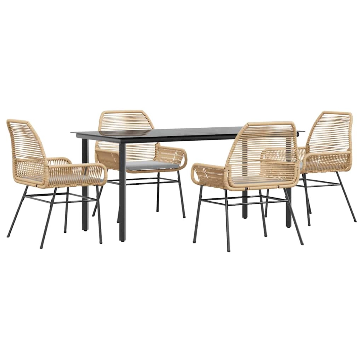vidaXL 5-Tlg Garten-Essgruppe mit Kissen Braun Poly Rattan Glas 3334572 günstig online kaufen
