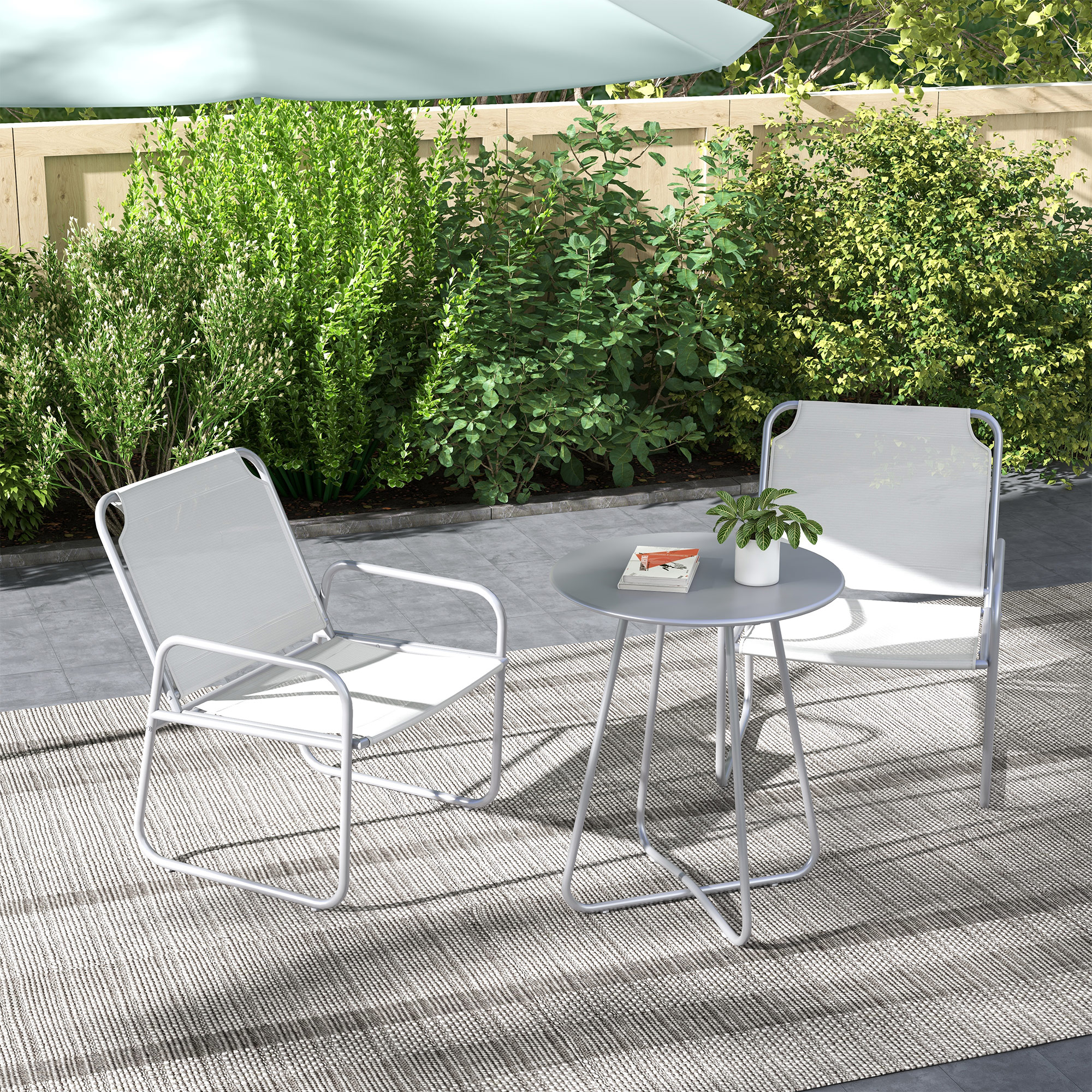 Outsunny 3tlg Bistro-Set Balkonmöbel-Set mit 1 Tisch 2 Stühlen Gartensitzgr günstig online kaufen