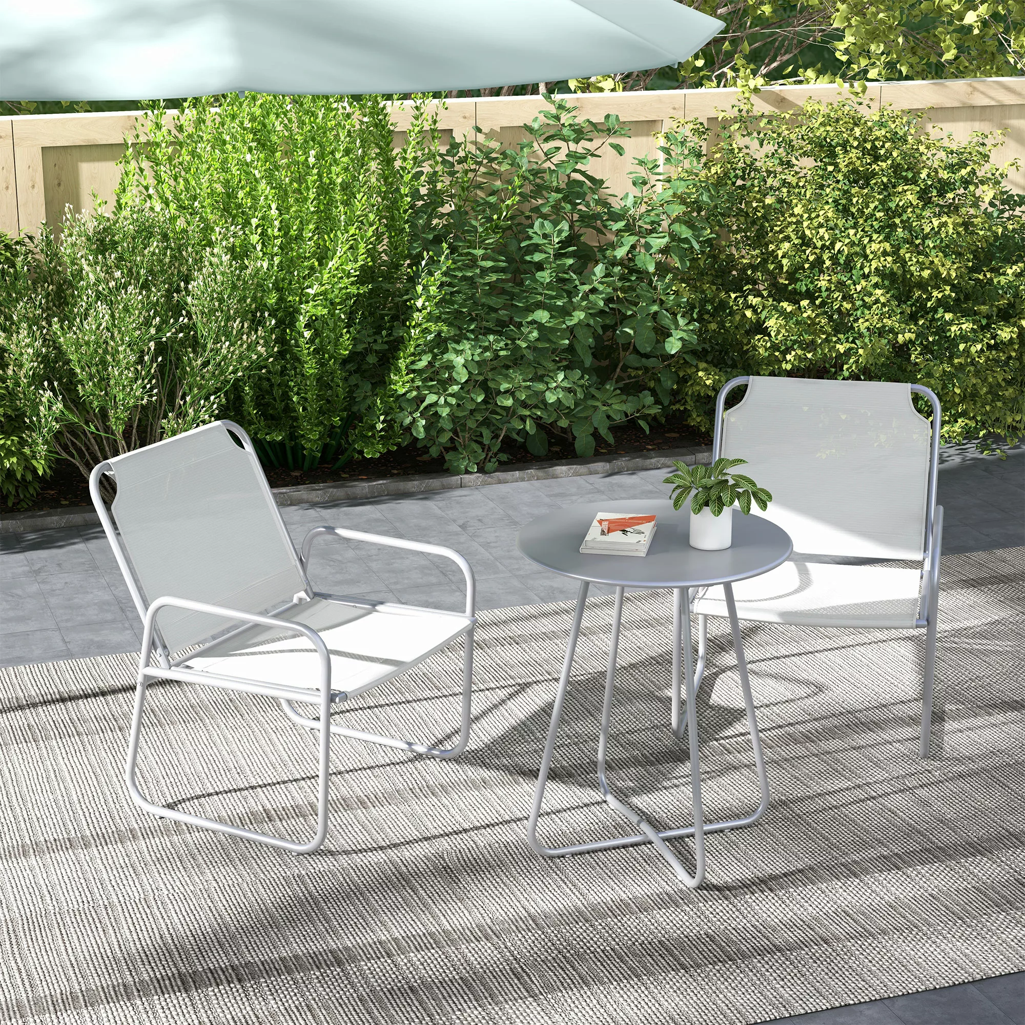 Outsunny 3tlg Bistro-Set Balkonmöbel-Set mit 1 Tisch 2 Stühlen Gartensitzgr günstig online kaufen