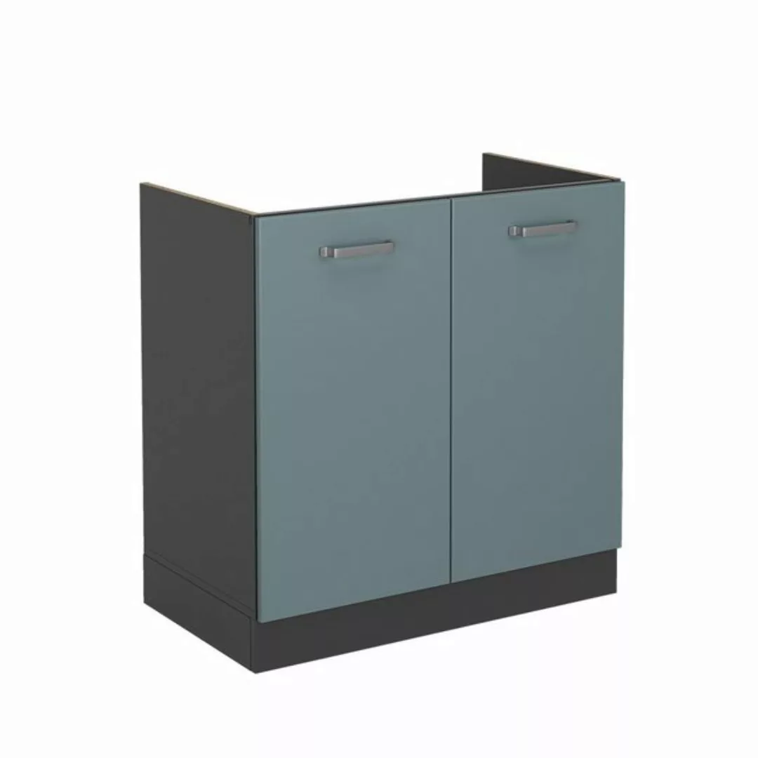 Livinity® Spülenunterschrank R-Line, Blau-Grau/Anthrazit, 80 cm, AP Anthraz günstig online kaufen