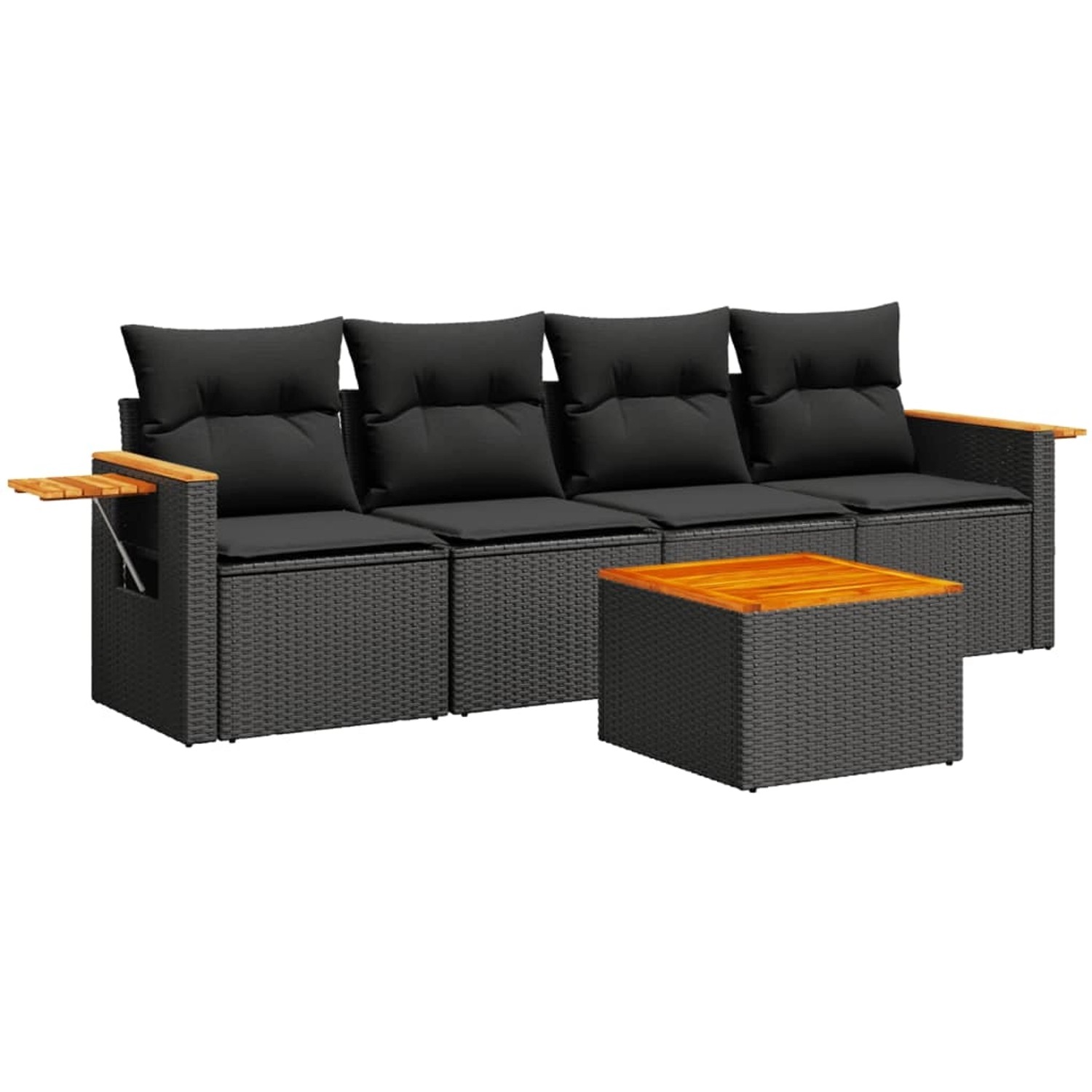 vidaXL 5-Tlg Garten-Sofagarnitur mit Kissen Schwarz Poly Rattan 3259017 günstig online kaufen