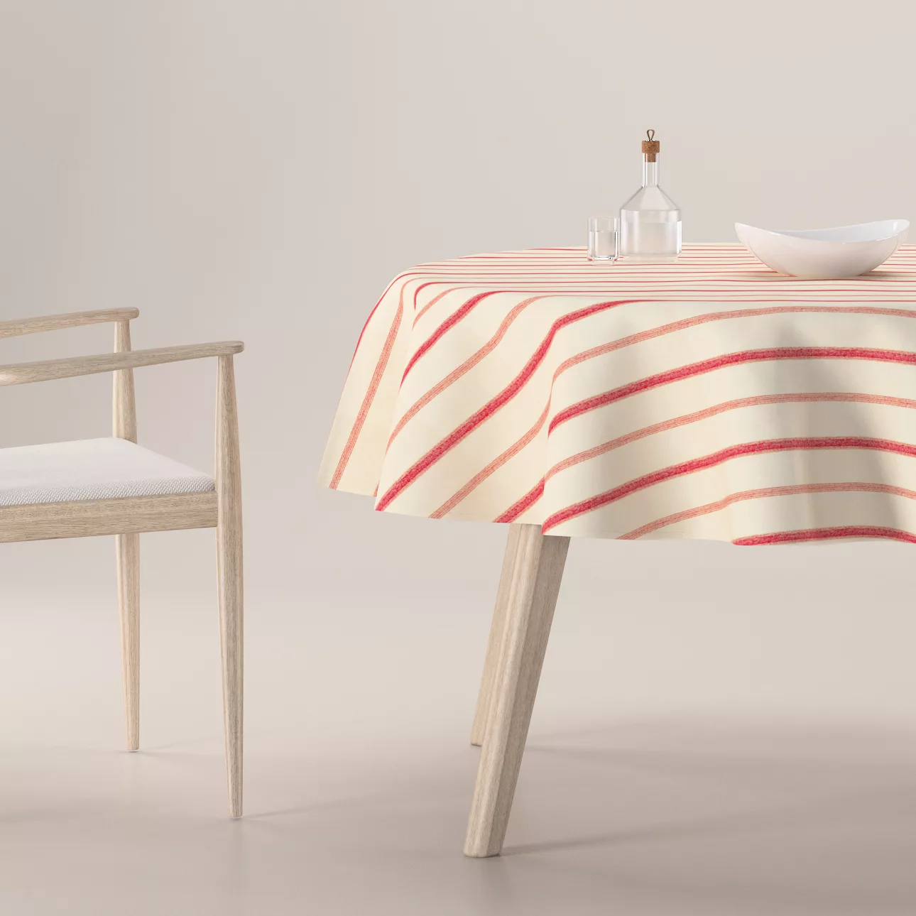 Runde Tischdecke, creme- rot gestreift, Avinon (129-15) günstig online kaufen