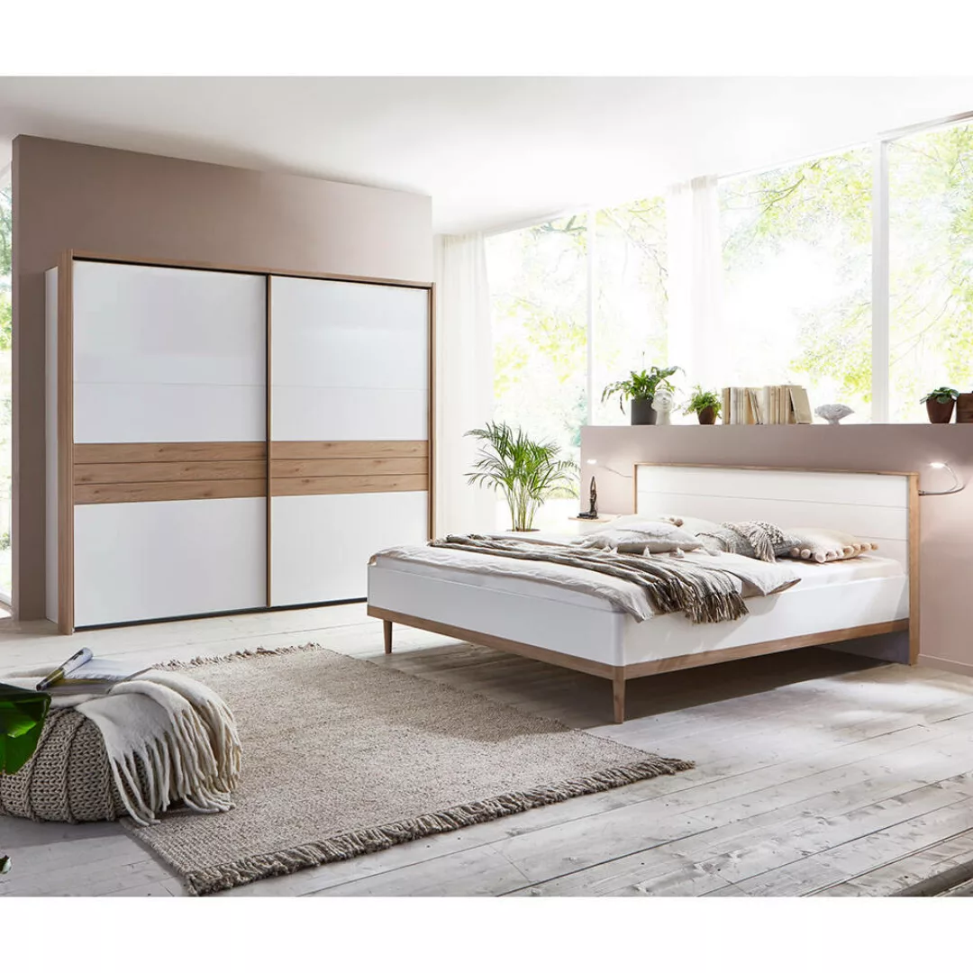 Schlafzimmer Komplett Set mit 250cm Schwebetürenschrank, 180cm Doppelbett u günstig online kaufen