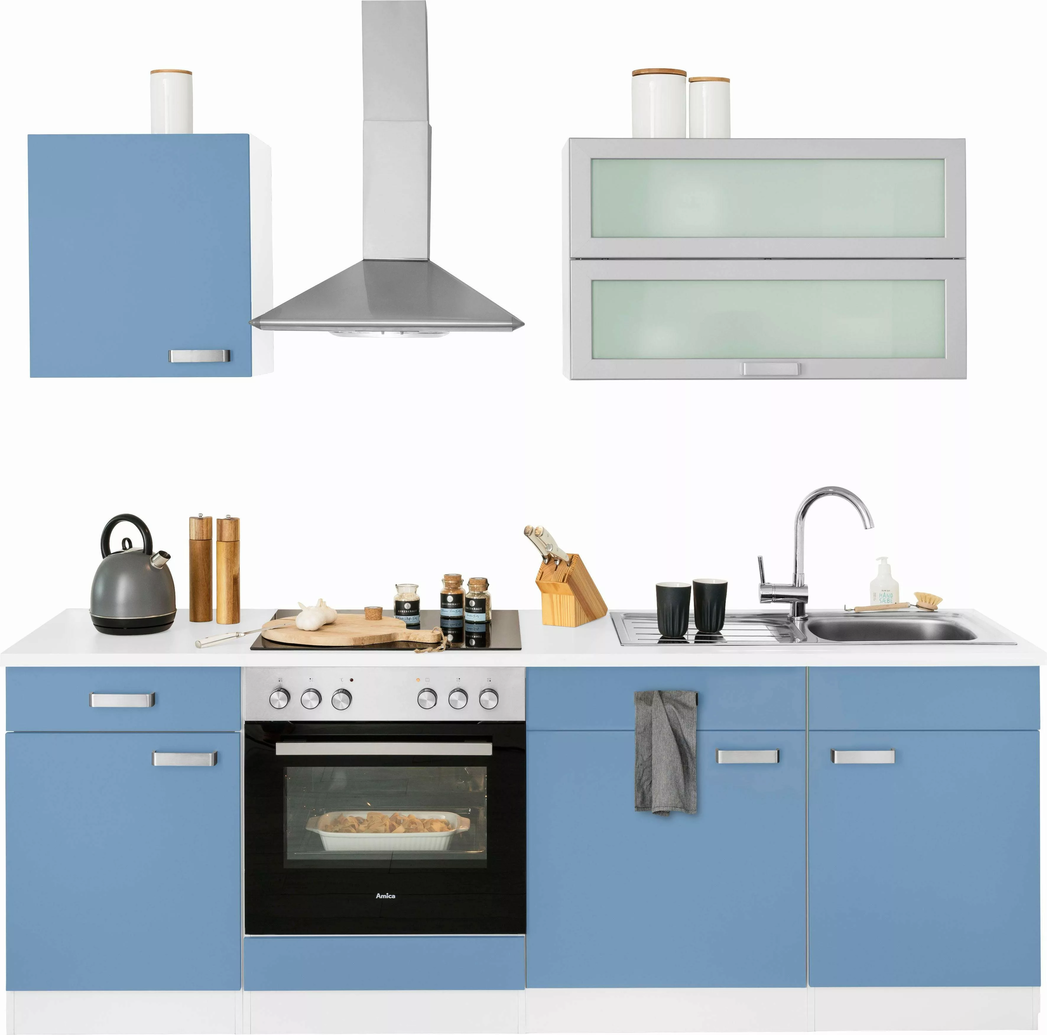 wiho Küchen Küchenzeile "Husum", mit E-Geräten, Breite 220 cm günstig online kaufen