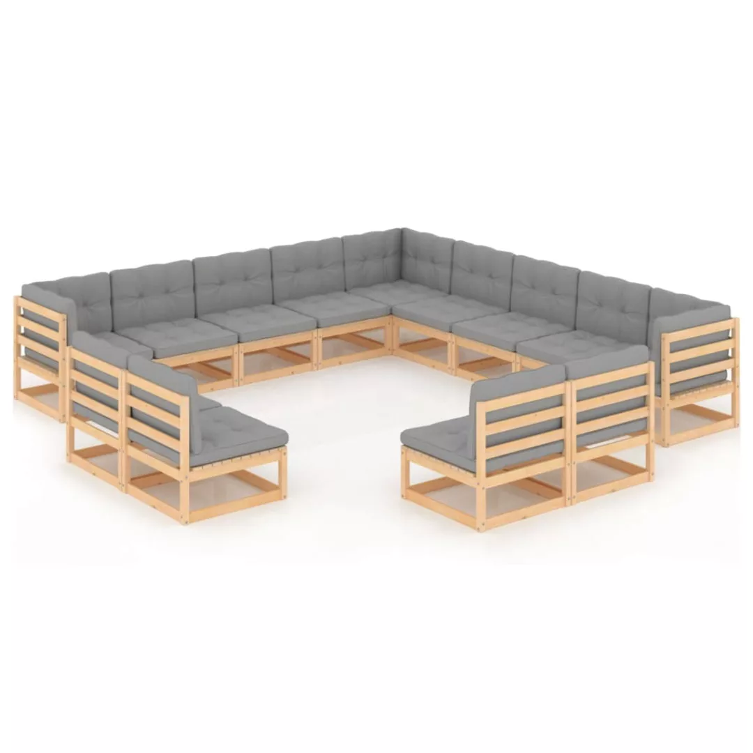 13-tlg. Garten-lounge-set Mit Kissen Kiefer Massivholz günstig online kaufen