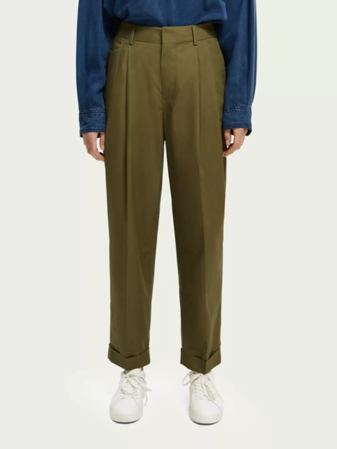 Scotch & Soda The Mila High Rise Chino im Tapered Fit mit Falten günstig online kaufen