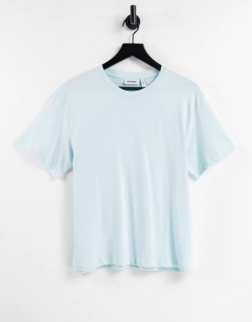 Weekday – Alanis – T-Shirt aus Bio-Baumwolle in Hellblau günstig online kaufen