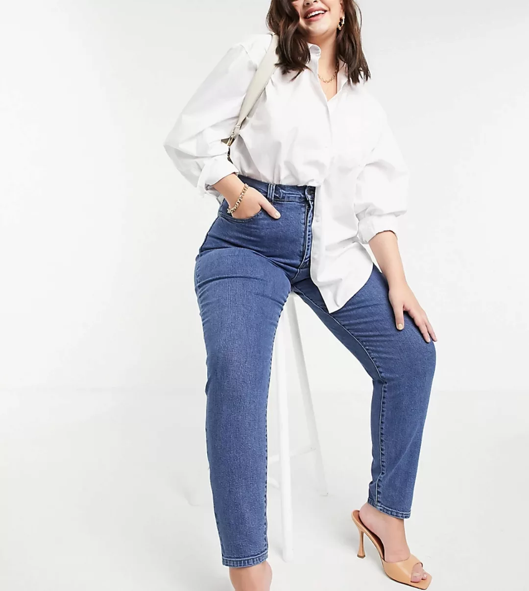 Dr Denim Plus – Nora – Gerade geschnittene Jeans mit hohem Bund in verwasch günstig online kaufen