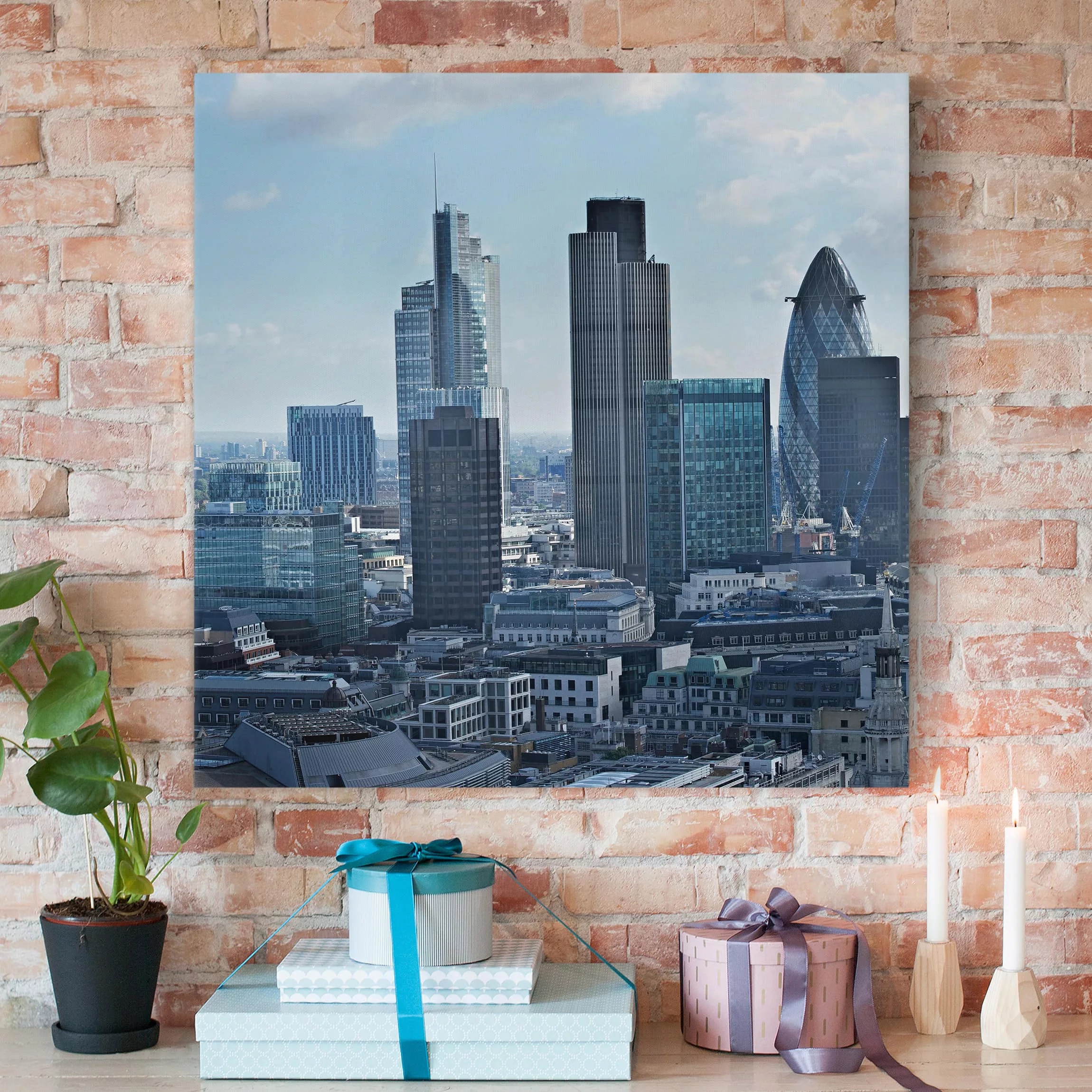 Leinwandbild London - Quadrat London Skyline günstig online kaufen