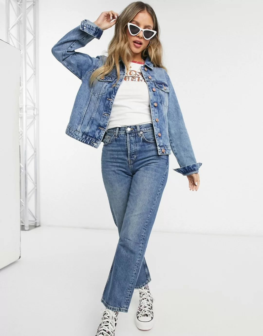 PIECES Regular Fit Jeansjacke Damen Blau günstig online kaufen
