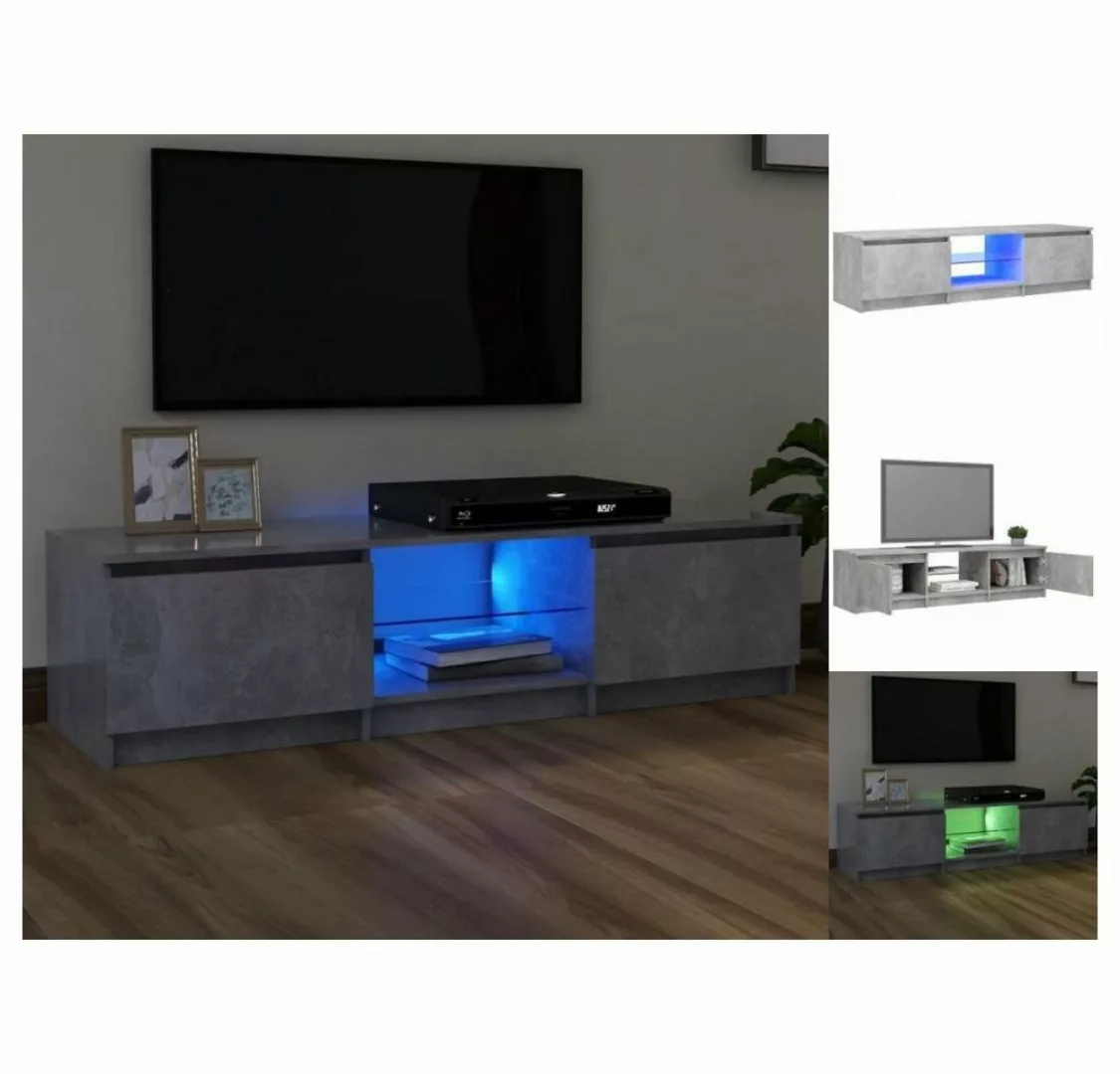 vidaXL TV-Schrank TV-Schrank mit LED-Leuchten Betongrau 140x40x35,5 cm Lowb günstig online kaufen