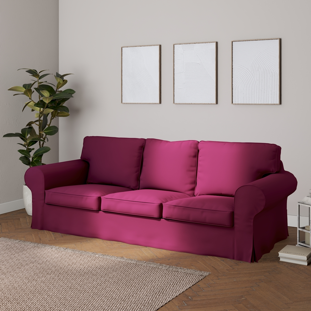 Bezug für Ektorp 3-Sitzer Sofa nicht ausklappbar, pflaume , Sofabezug für E günstig online kaufen