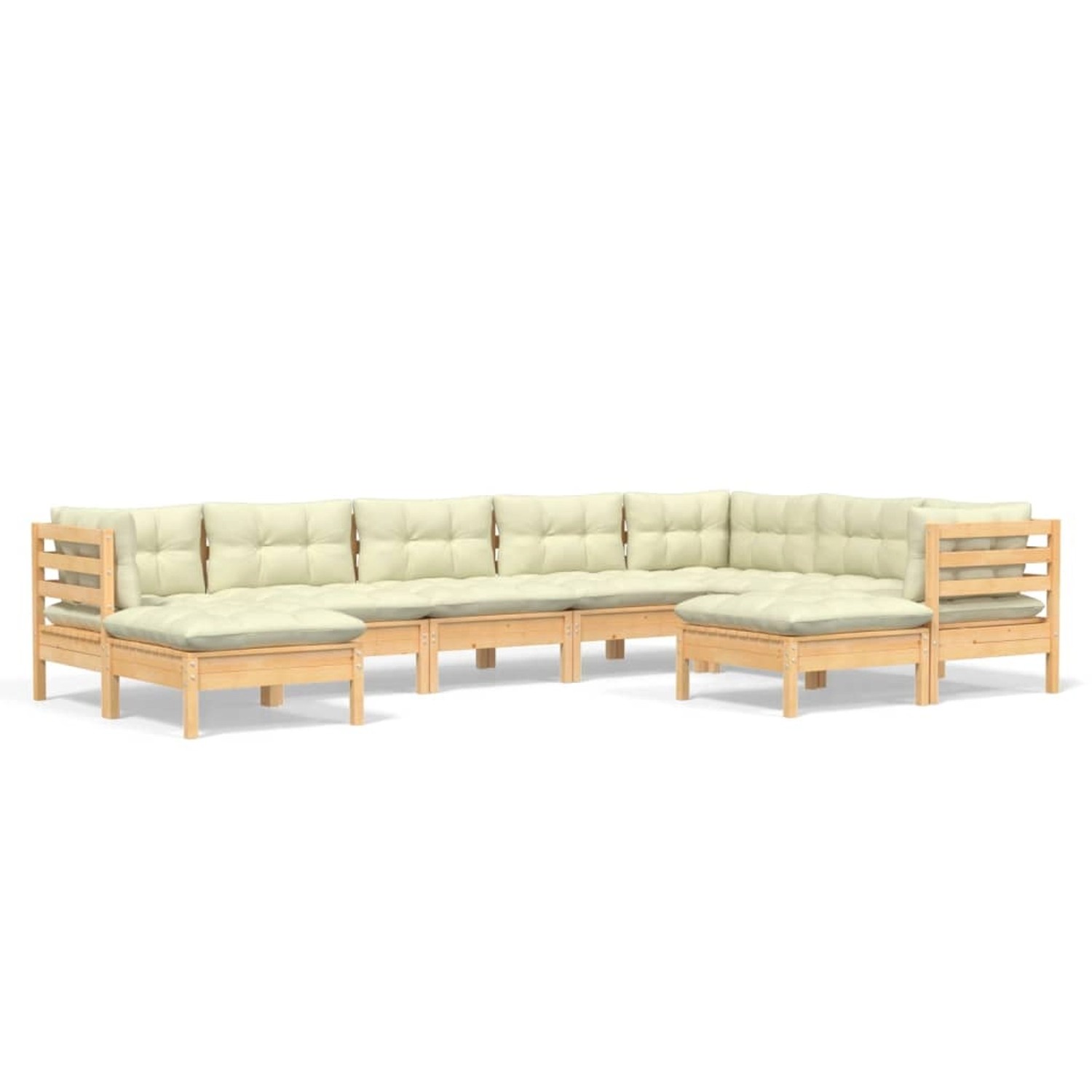 vidaXL 9-tlg Garten-Lounge-Set mit Creme Kissen Massivholz Kiefer Modell 11 günstig online kaufen