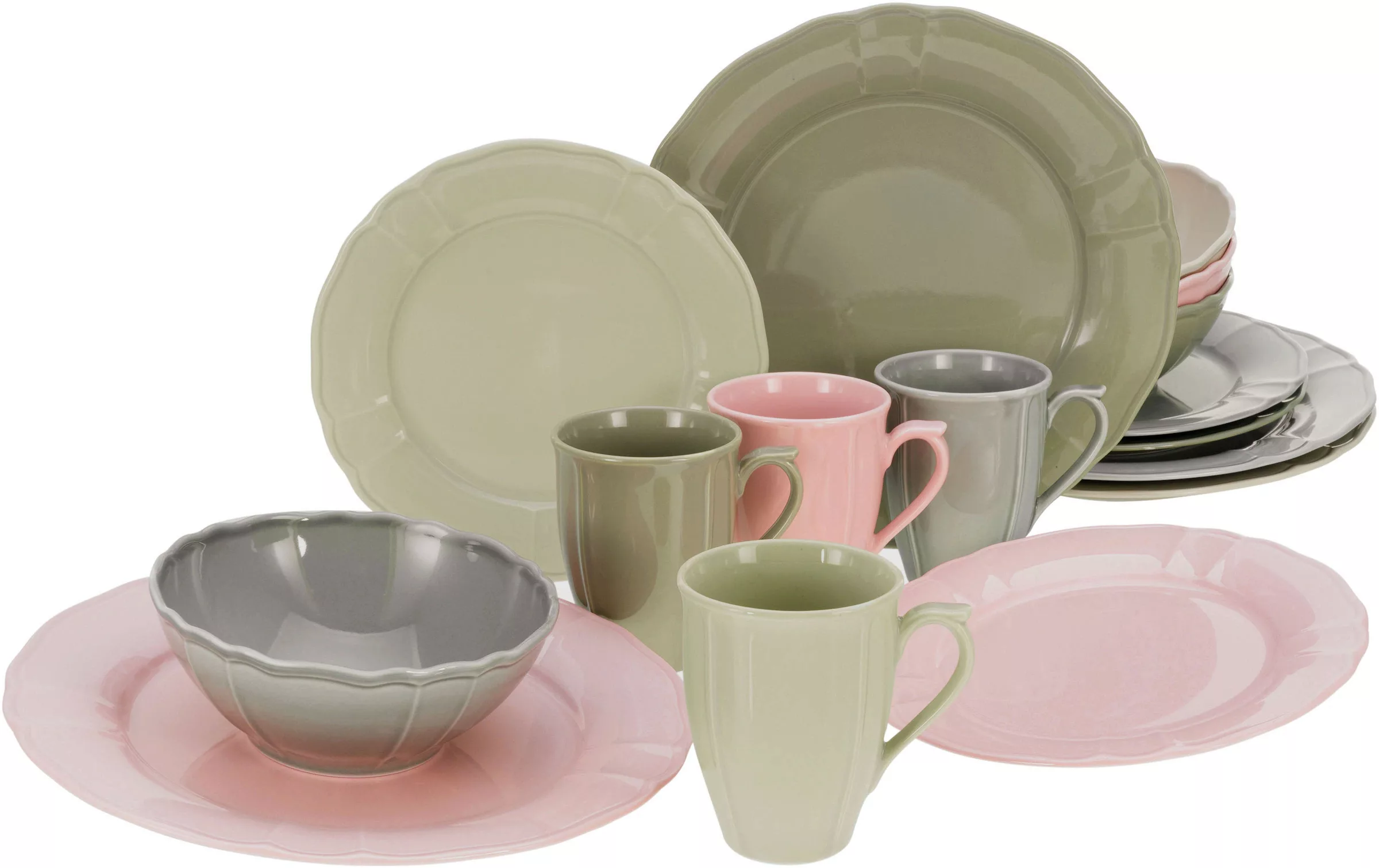 CreaTable Kombiservice »Geschirr-Set Flora colors«, (Set, 16 tlg., Kaffeese günstig online kaufen