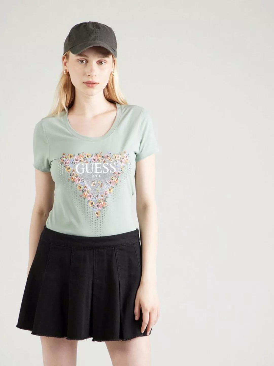 Guess T-Shirt Blumen (1-tlg) Ziersteine günstig online kaufen