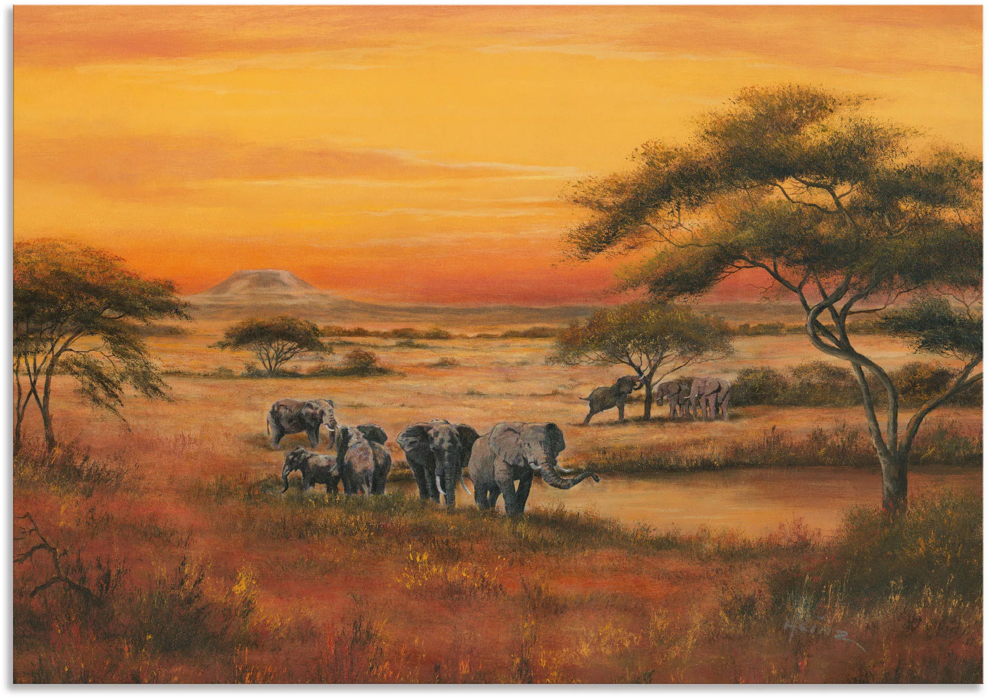 Artland Wandbild "Afrika Elefanten", Afrika, (1 St.), als Alubild, Outdoorb günstig online kaufen