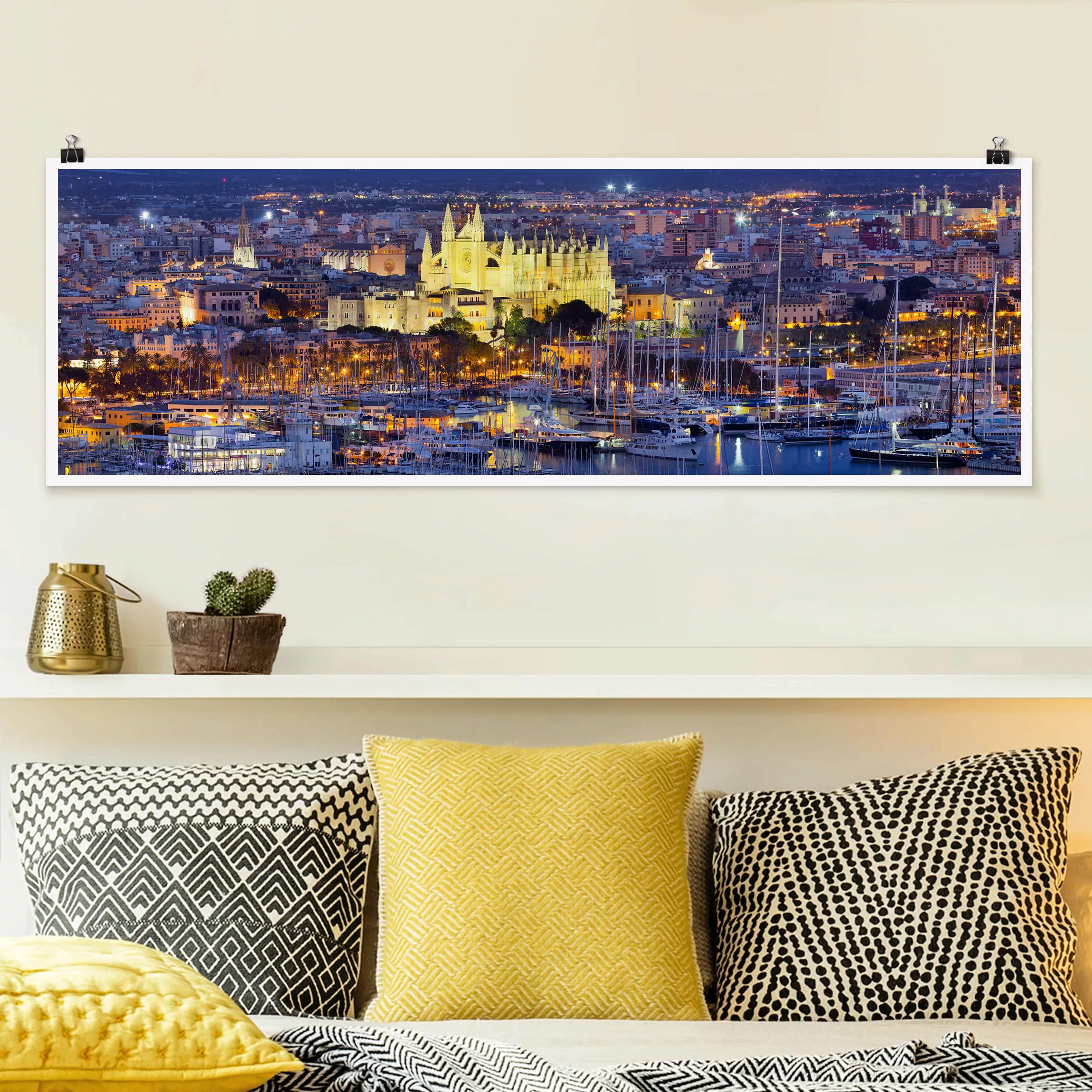 Panorama Poster Palma de Mallorca City Skyline und Hafen günstig online kaufen