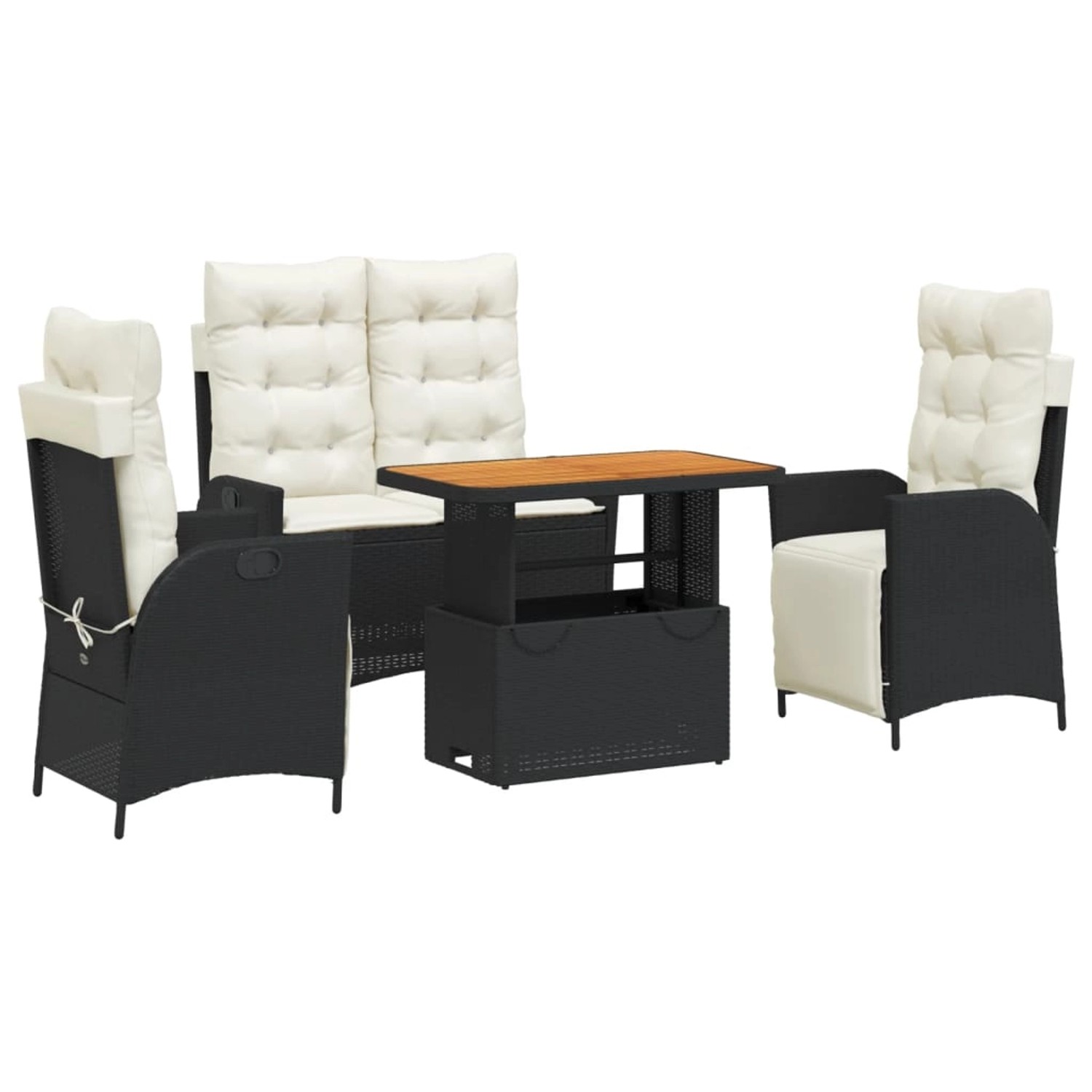 vidaXL 4-Tlg Garten-Essgruppe mit Kissen Schwarz Poly Rattan 3277444 günstig online kaufen