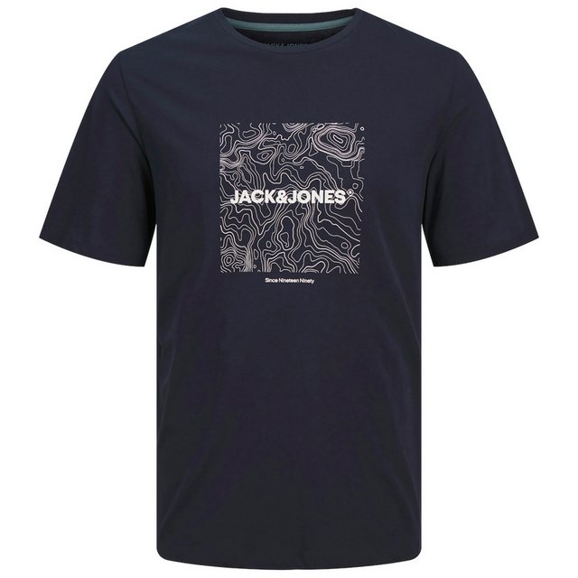 Jack & Jones Rundhalsshirt Jack&Jones XXL T-Shirt navy Logo-Frontprint JJLI günstig online kaufen