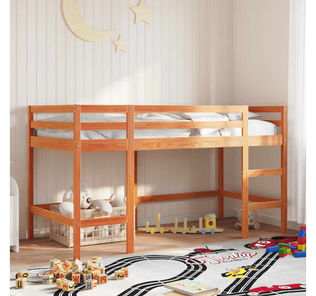 vidaXL Bett Kinderhochbett mit Leiter Wachsbraun 80x200cm Massivholz Kiefer günstig online kaufen