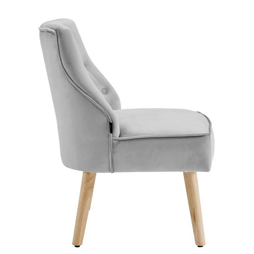 Loft Sessel in Grau und Holz Naturfarben Samt Bezug (2er Set) günstig online kaufen