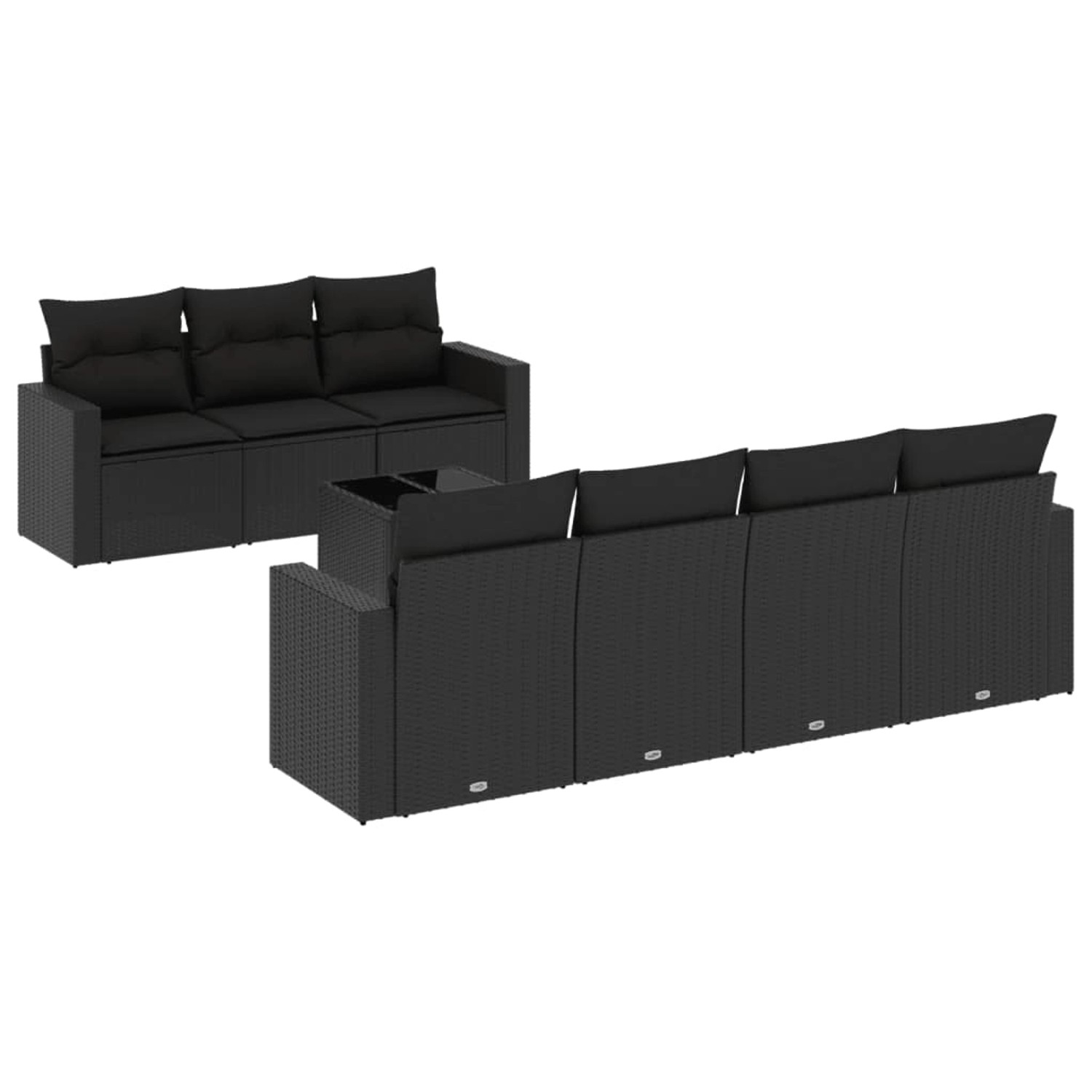 vidaXL 8-Tlg Garten-Sofagarnitur mit Kissen Schwarz Poly Rattan 3218715 günstig online kaufen