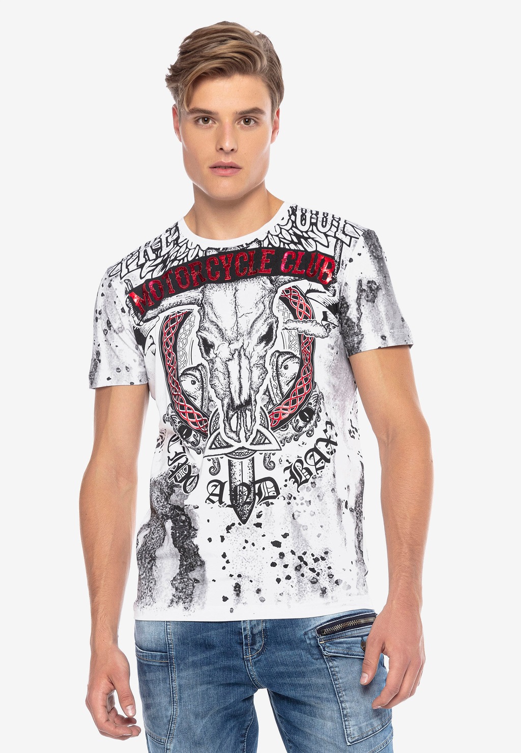 Cipo & Baxx T-Shirt, im modernen Biker-Style günstig online kaufen