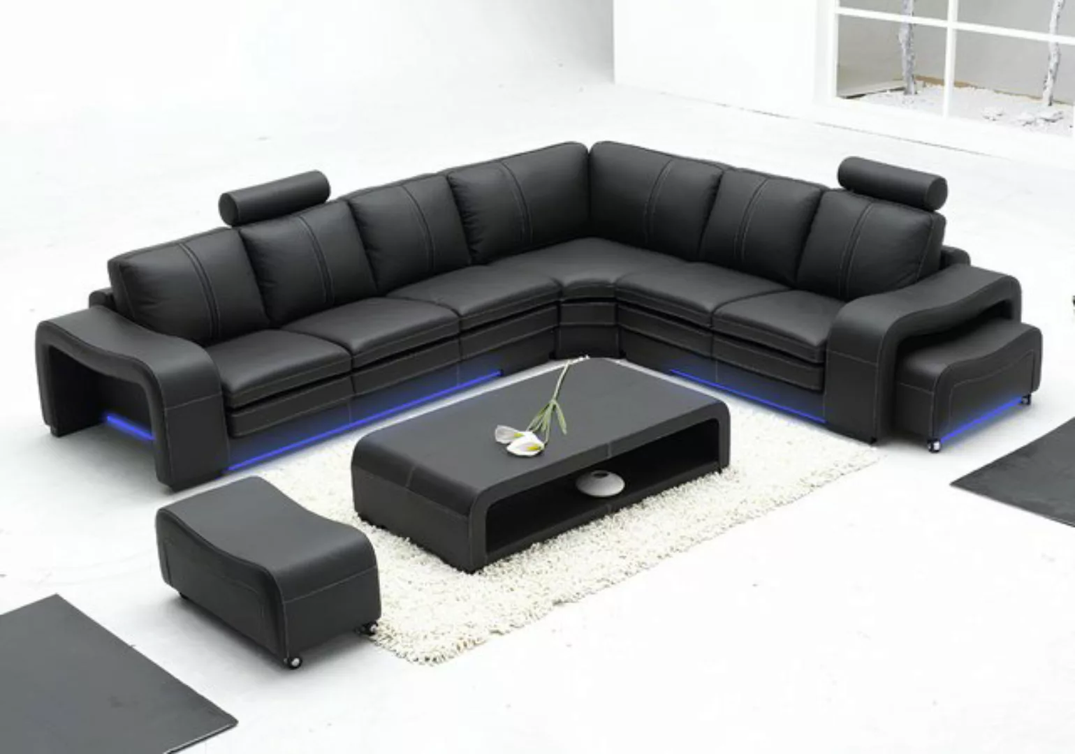 JVmoebel Ecksofa Design Ledersofa mit USB Couch Wohnlandschaft Ecksofa Eck günstig online kaufen