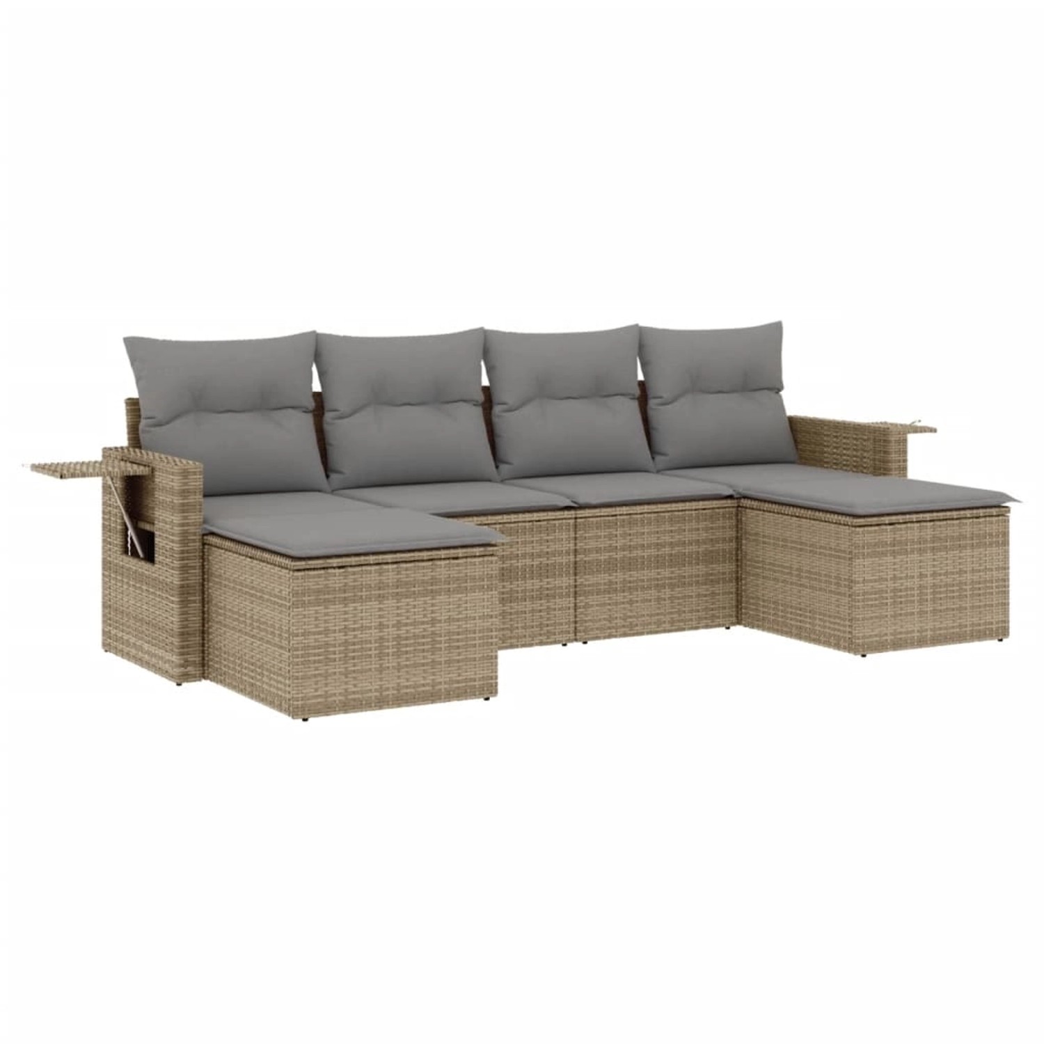 vidaXL 6-Tlg Garten-Sofagarnitur mit Kissen Beige Poly Rattan 3220518 günstig online kaufen