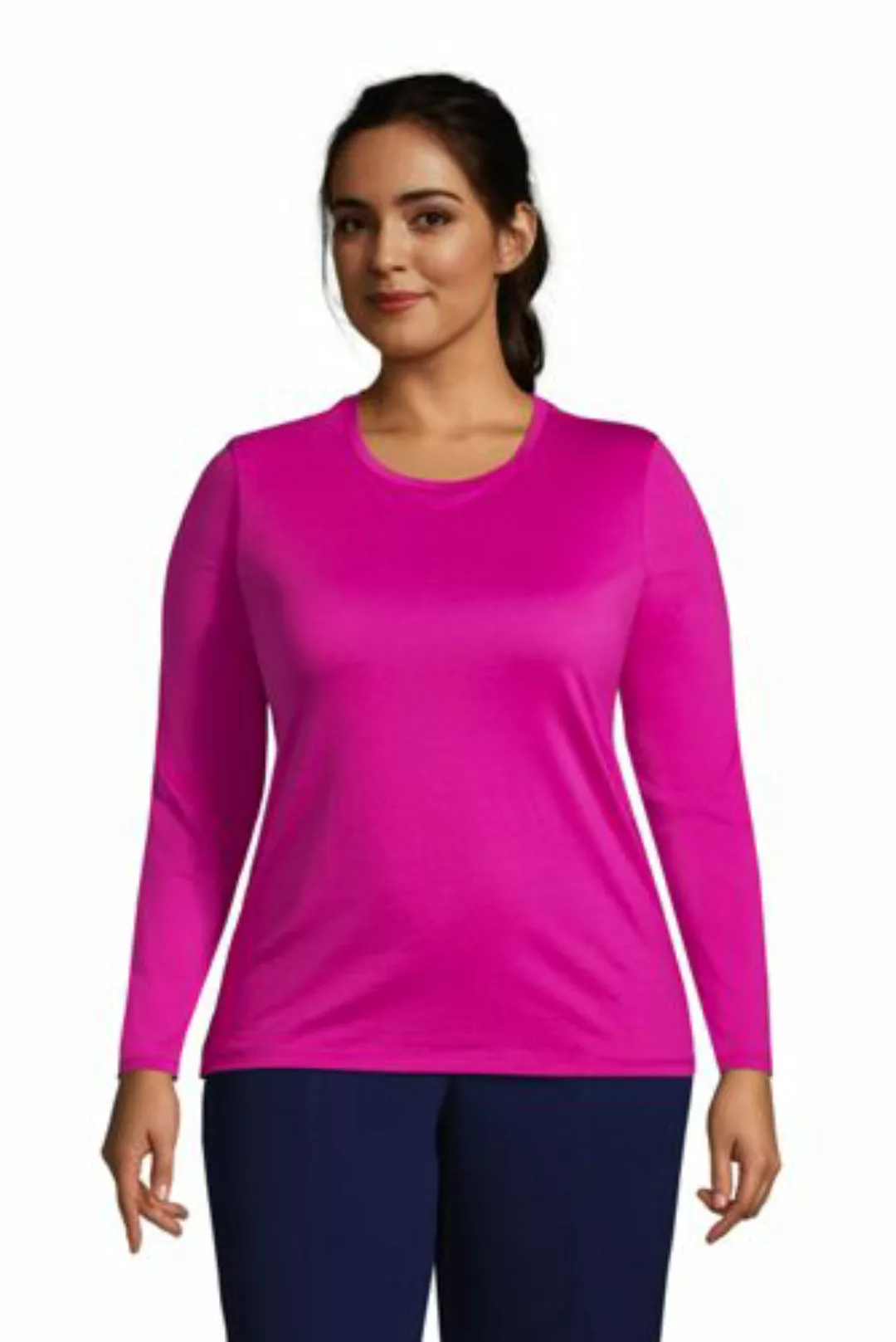 Supima-Shirt, Langarm in großen Größen, Damen, Größe: 48-50 Plusgrößen, Rot günstig online kaufen