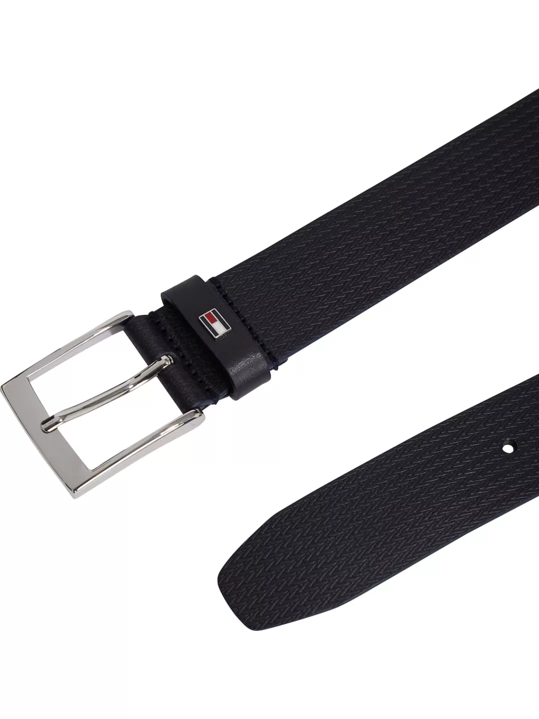 Tommy Hilfiger Ledergürtel "ADAN HERRINGBONE 3.5", Einfachdornschließe, Met günstig online kaufen