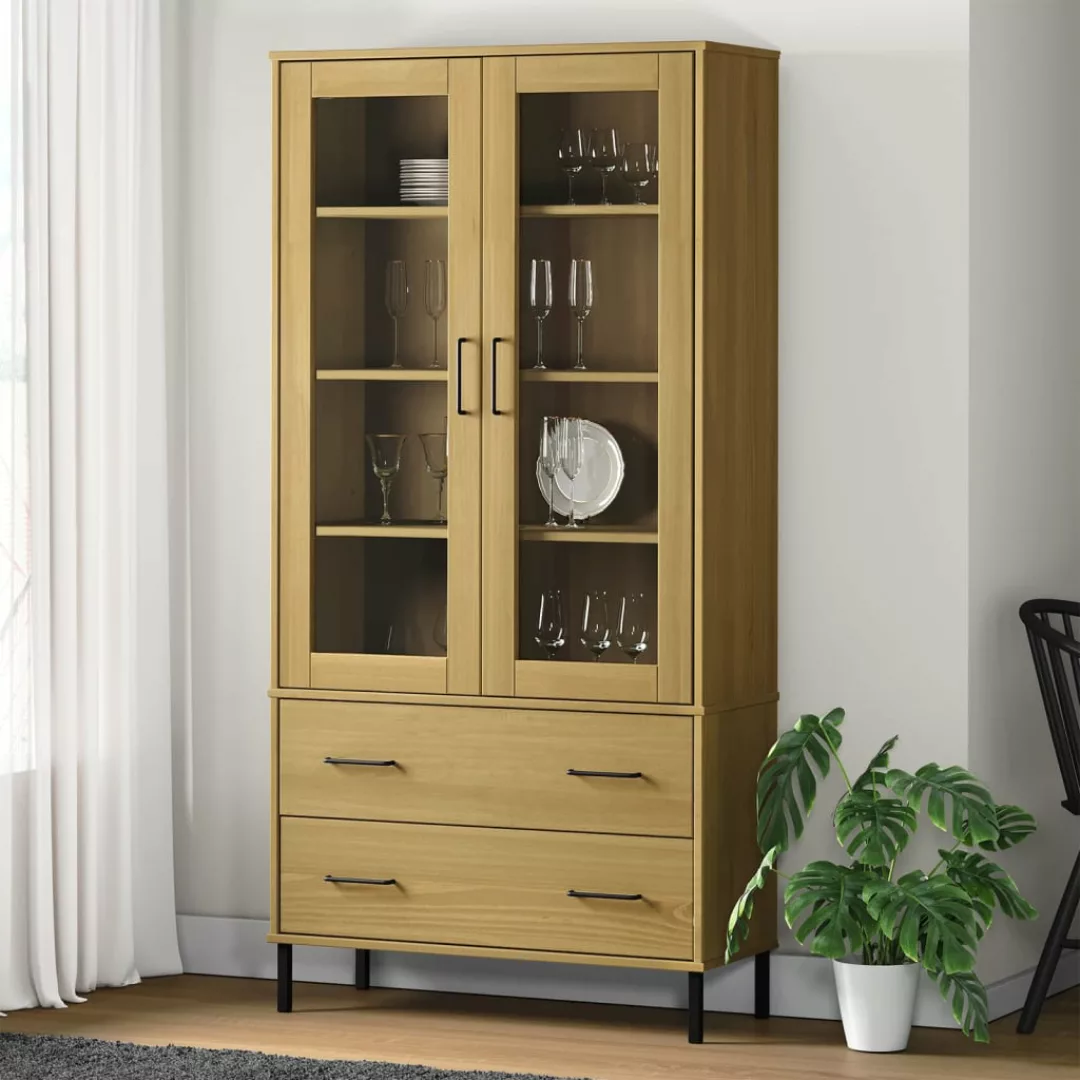 Vidaxl Bücherschrank Oslo Metallbeine Braun 85x35x172,5 Cm Massivholz günstig online kaufen