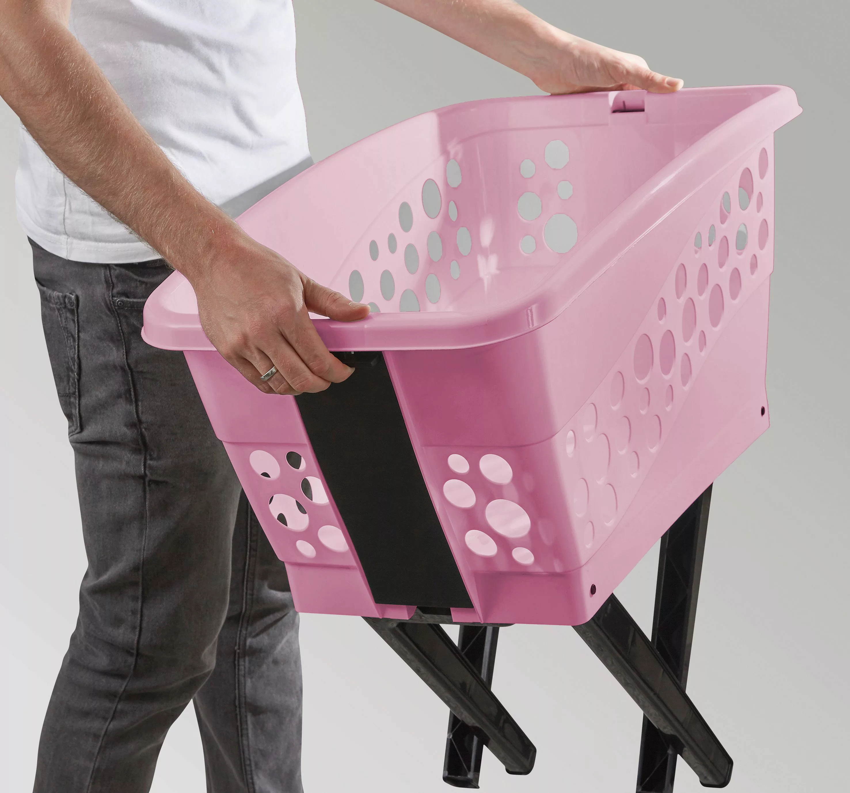 Gardissimo Wäschekorb Wäschewanne mit Beinen rosa günstig online kaufen